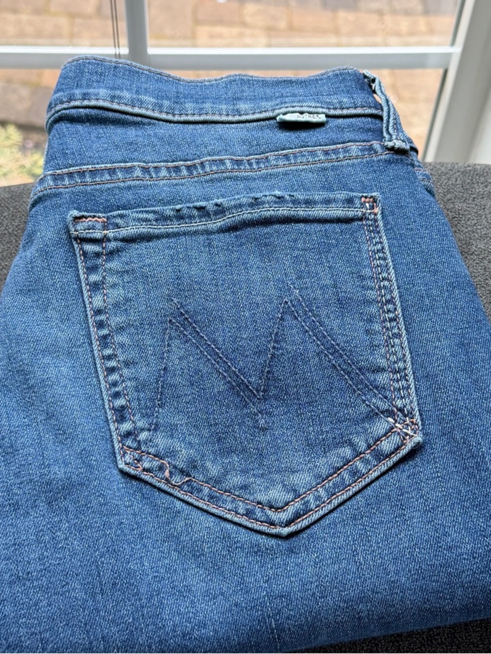 MOTHER The Outsider Ankle High Rise Jeans Blue “Walking on Coals” Size 27 - Picture 16 of 16